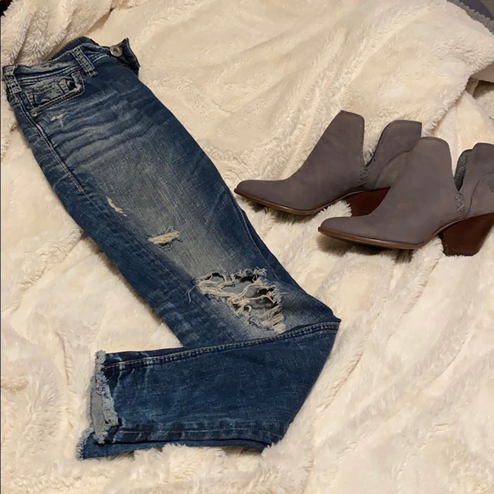 Silver Super Stretch Jeans Size 26 - Picture 2 of 7